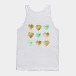 Tic tac toe hearts - mint and gold Tank Top